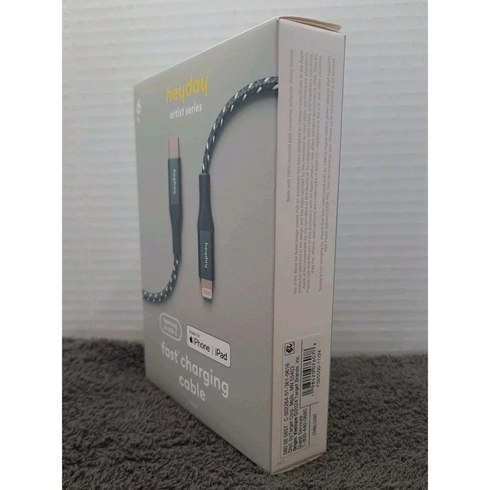 NIB‎ Heyday Artist Series Fast Charging Cable To USB-C IPhone 6ft Cord